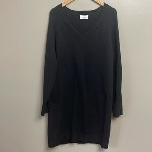 Old Navy women’s size Large V-Neck Sweater Dress black cotton recycled
